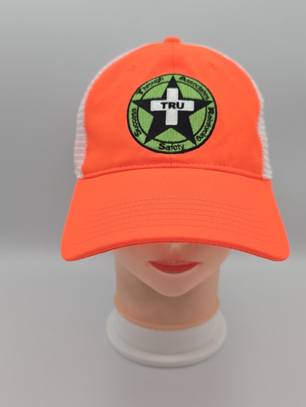Star Tru Safety Orange White Trucker Lightweight Adjustable Snapback Hat